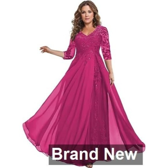 Pleated Lace Applique Bridesmaid Dress - Picture 1 of 4